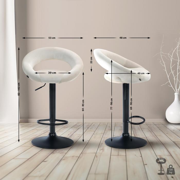 Barhocker HLO-CP288 Samt schwarz ~ creme