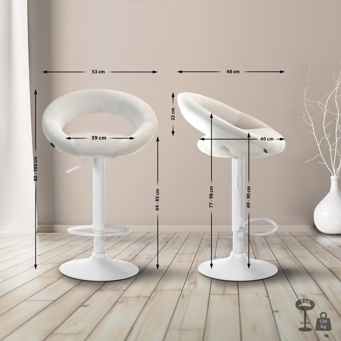 Barhocker HLO-CP288 Samt wei ~ creme
