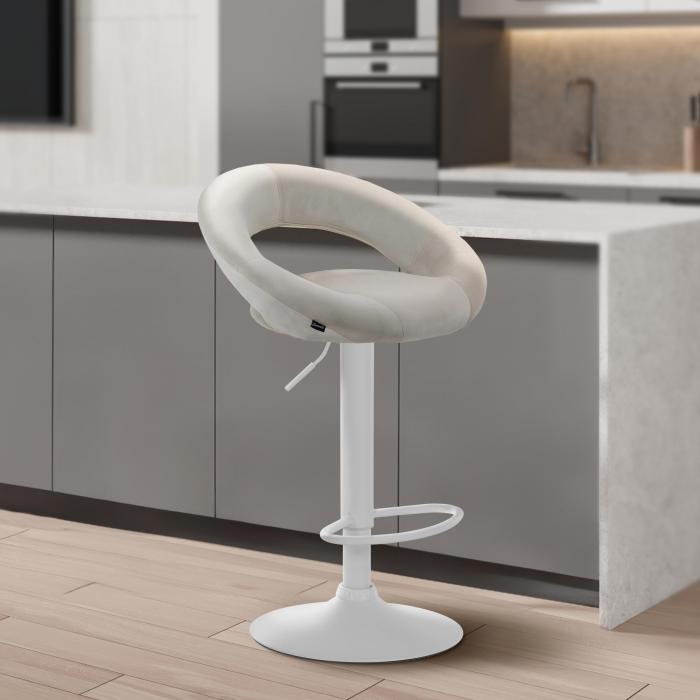 Barhocker HLO-CP288 Samt wei ~ creme