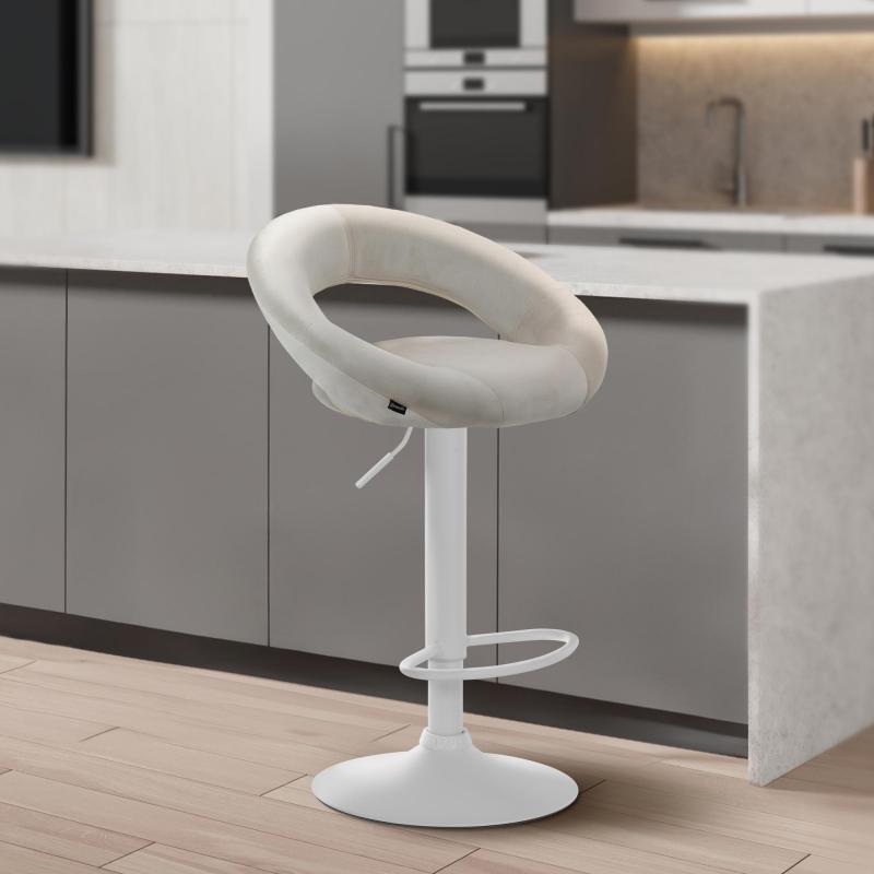 Barhocker HLO-CP288 Samt wei ~ creme