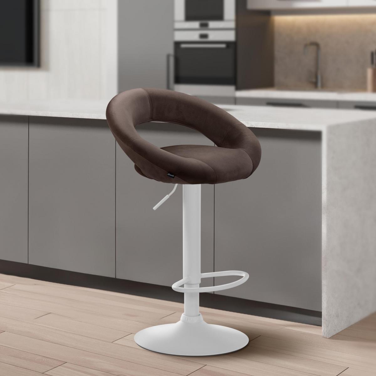 Barhocker HLO-CP288 Samt wei ~ braun