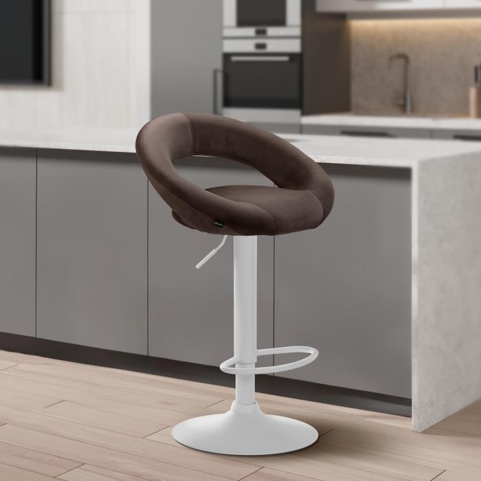 Barhocker HLO-CP288 Samt wei ~ braun