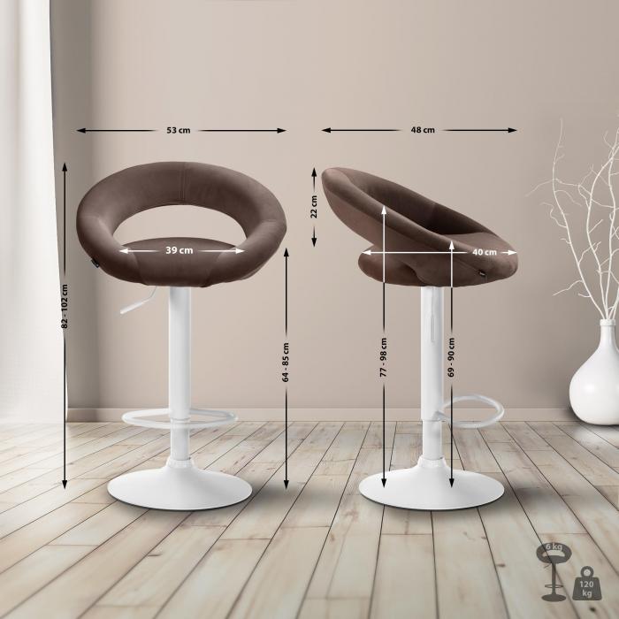Barhocker HLO-CP288 Samt wei ~ braun