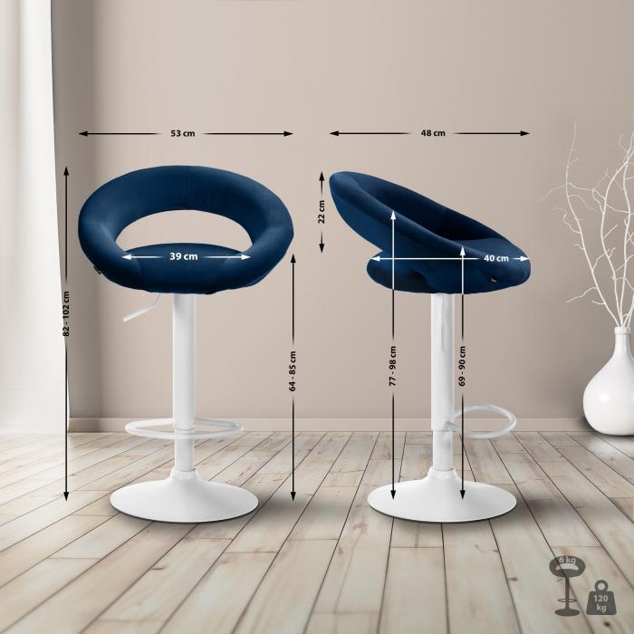 Barhocker HLO-CP288 Samt wei ~ blau