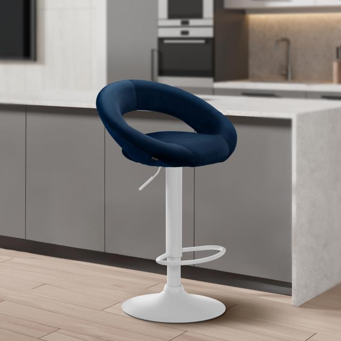 Barhocker HLO-CP288 Samt wei ~ blau
