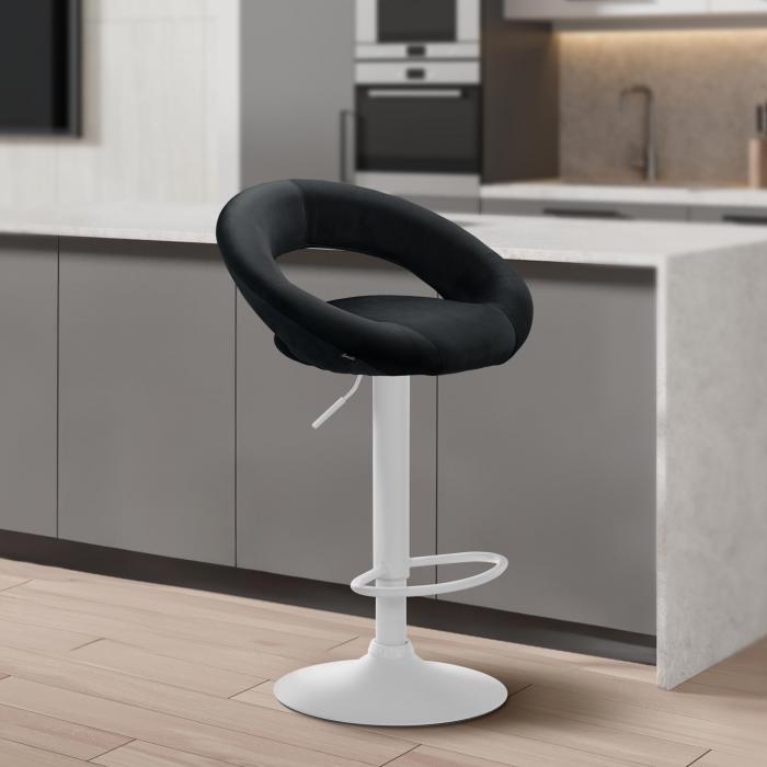Barhocker HLO-CP288 Samt wei ~ schwarz