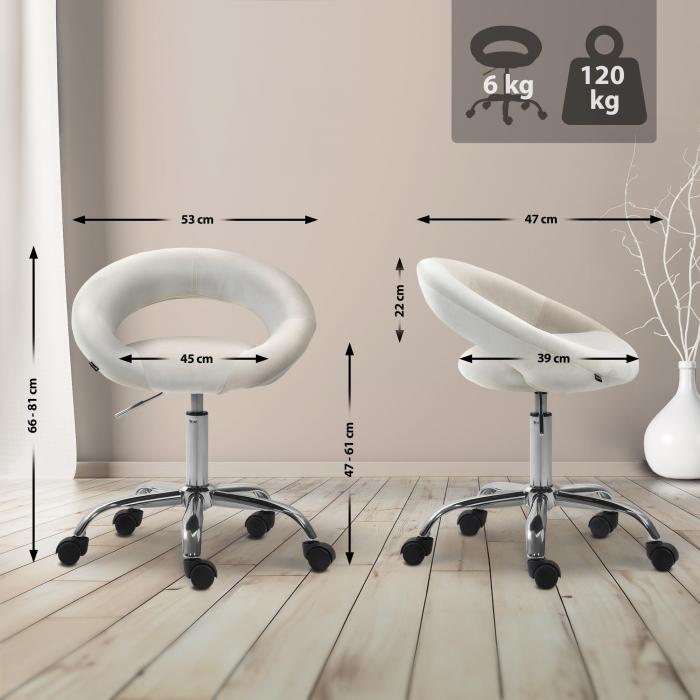 Arbeitshocker HLO-CP132 Samt ~ creme