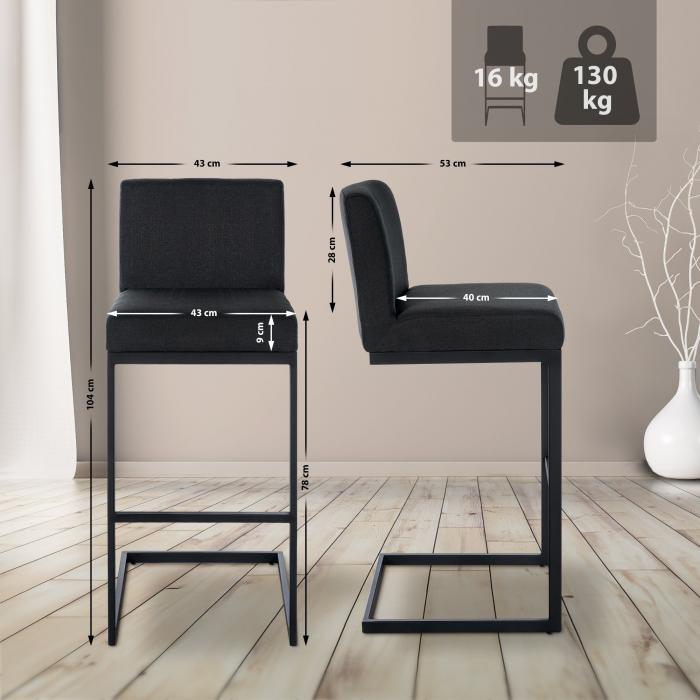 Barhocker HLO-CP322 Stoff B ~ dunkelgrau