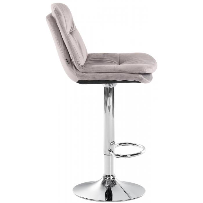 Barhocker HLO-CP325 Samt chrom ~ grau