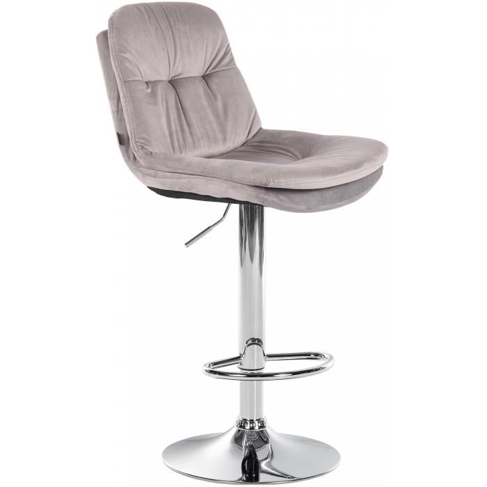 Barhocker HLO-CP325 Samt chrom ~ grau
