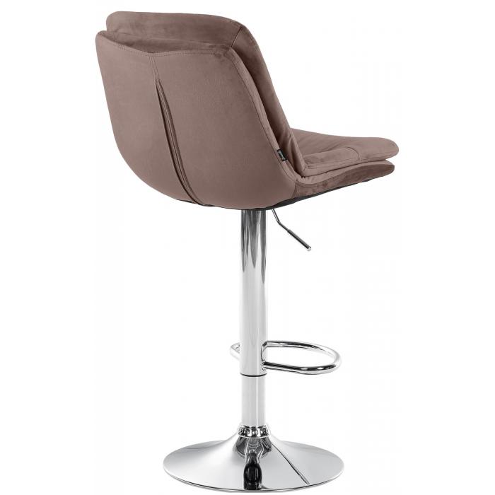 Barhocker HLO-CP325 Samt chrom ~ braun
