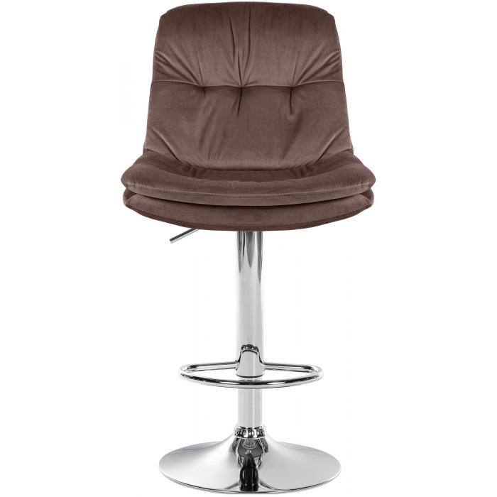 Barhocker HLO-CP325 Samt chrom ~ braun