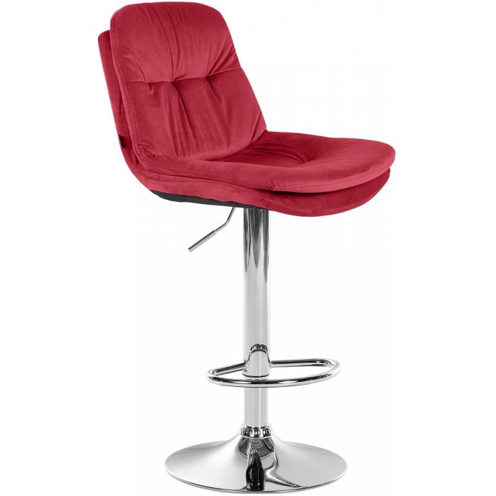 Barhocker HLO-CP325 Samt chrom ~ rot
