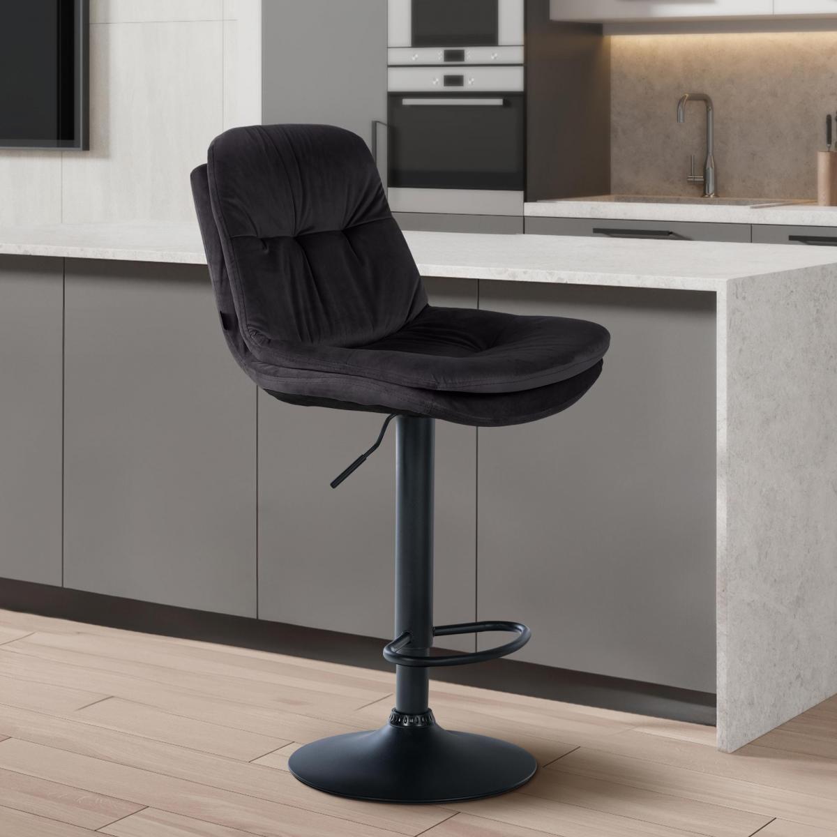 Barhocker HLO-CP325 Samt schwarz ~ schwarz