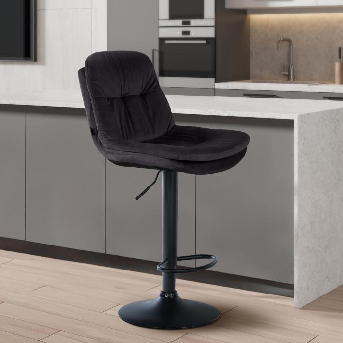 Barhocker HLO-CP325 Samt schwarz ~ schwarz