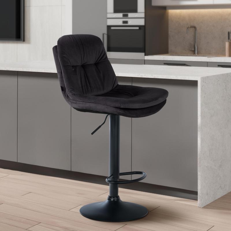 Barhocker HLO-CP325 Samt schwarz ~ schwarz