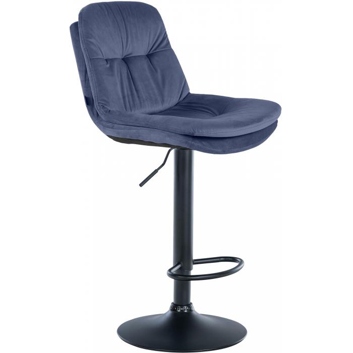 Barhocker HLO-CP325 Samt schwarz ~ blau