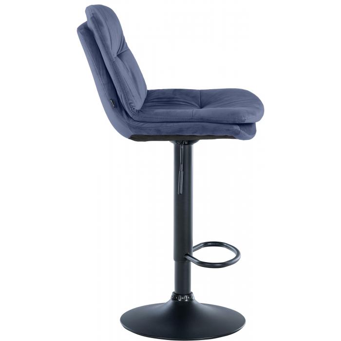 Barhocker HLO-CP325 Samt schwarz ~ blau