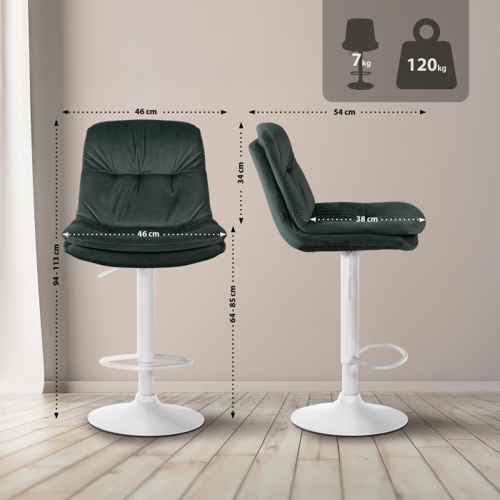 Barhocker HLO-CP325 Samt wei ~ dunkelgrn