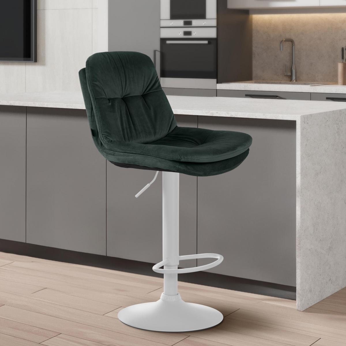 Barhocker HLO-CP325 Samt wei ~ dunkelgrn