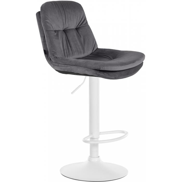 Barhocker HLO-CP325 Samt wei ~ dunkelgrau
