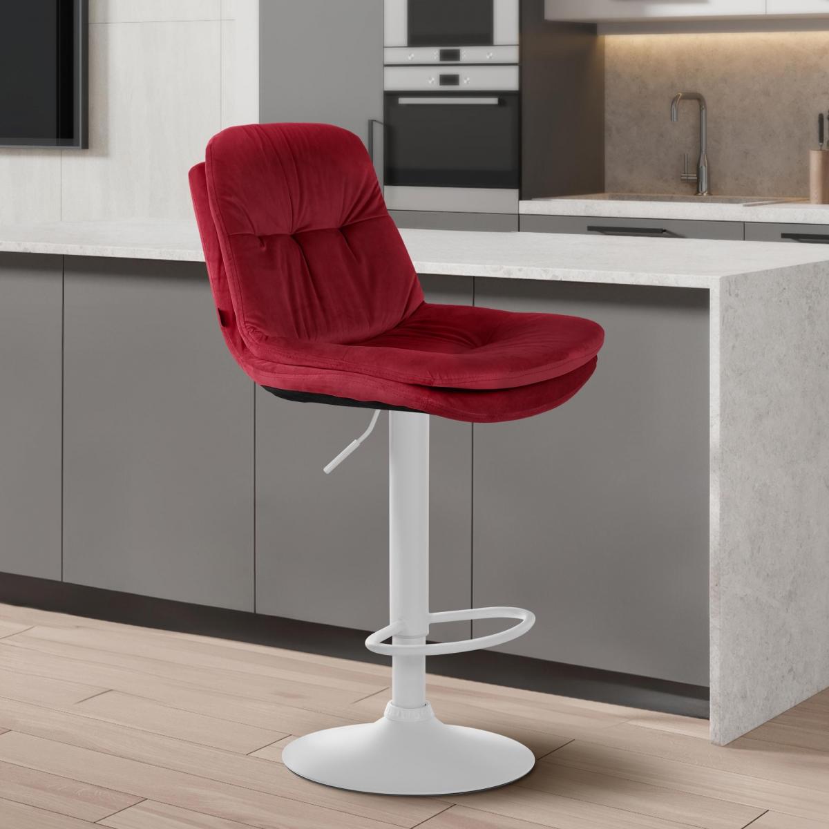 Barhocker HLO-CP325 Samt wei ~ rot