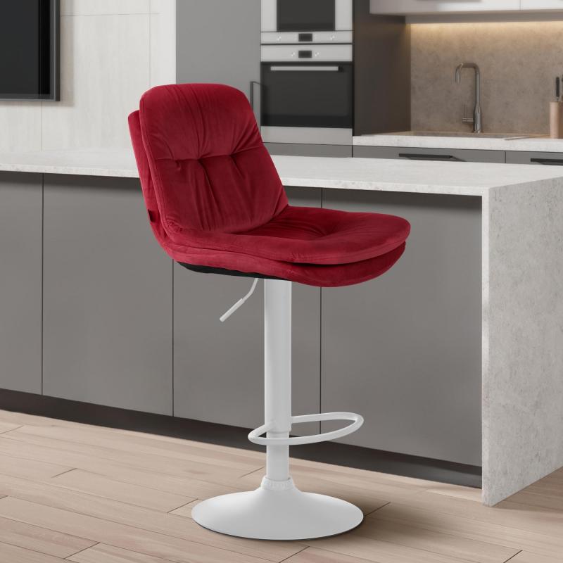 Barhocker HLO-CP325 Samt wei ~ rot