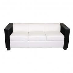 3er Sofa Couch Loungesofa Lille, Kunstleder/Leder weiß/schwarz