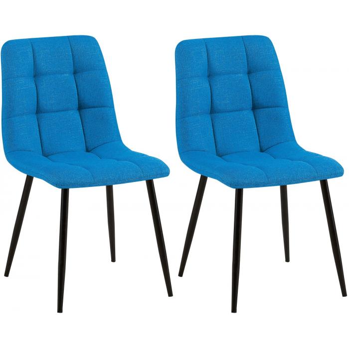 2er Set Esszimmerstuhl HLO-CP6 Stoff ~ hellblau