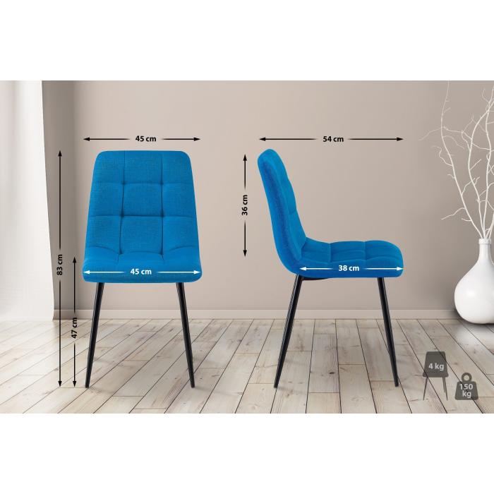 2er Set Esszimmerstuhl HLO-CP6 Stoff ~ hellblau