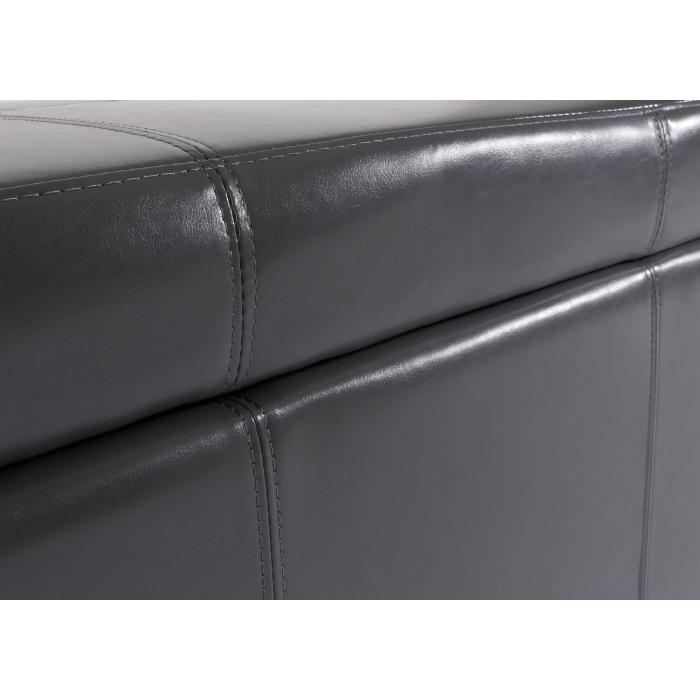 Bank Sitzbank mit Aufbewahrung Kriens XXL, Leder + Kunstleder, 180x45x45cm ~ grau