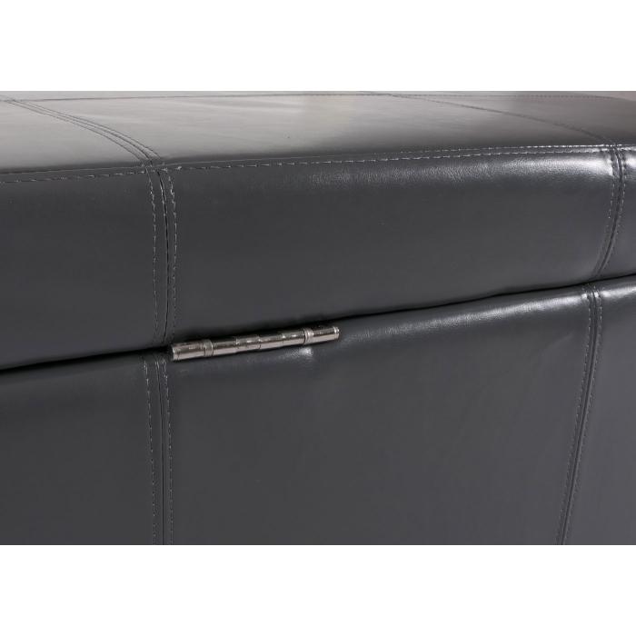 Bank Sitzbank mit Aufbewahrung Kriens XXL, Leder + Kunstleder, 180x45x45cm ~ grau