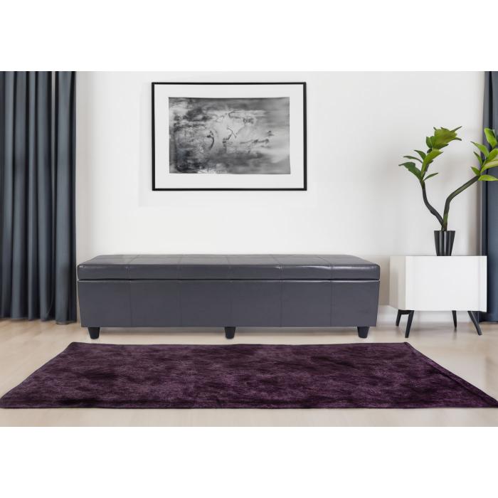 Bank Sitzbank mit Aufbewahrung Kriens XXL, Leder + Kunstleder, 180x45x45cm ~ grau