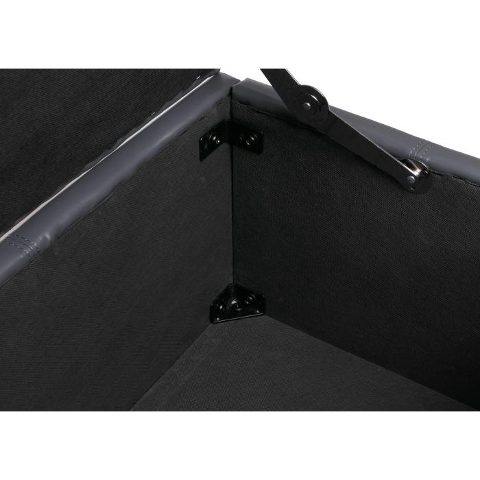Bank Sitzbank mit Aufbewahrung Kriens XXL, Leder + Kunstleder, 180x45x45cm ~ grau