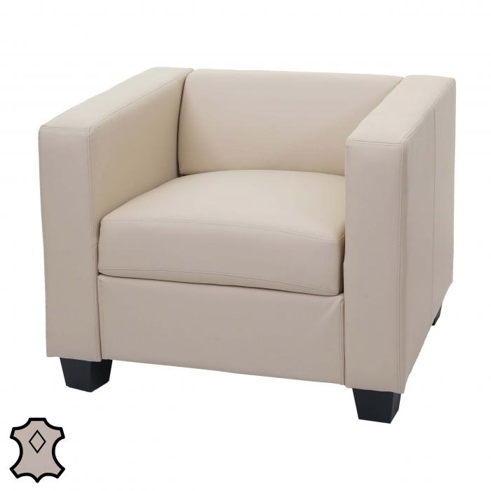 B-Ware (Fleck auf Sitzflche, SK 1) | Sessel Loungesessel Lille ~ Leder, creme