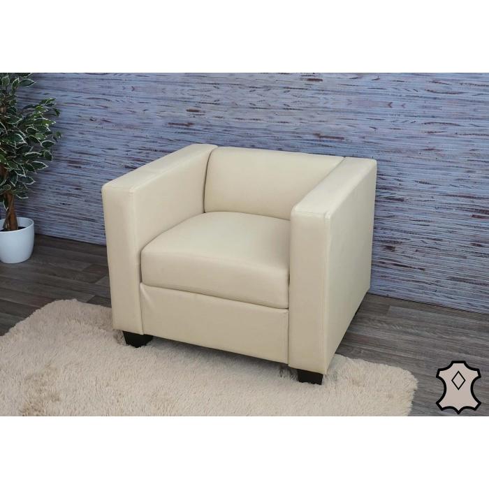 B-Ware (Fleck auf Sitzflche, SK 1) | Sessel Loungesessel Lille ~ Leder, creme