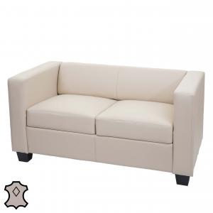 2er Sofa Couch Loungesofa Lille ~ Leder, creme