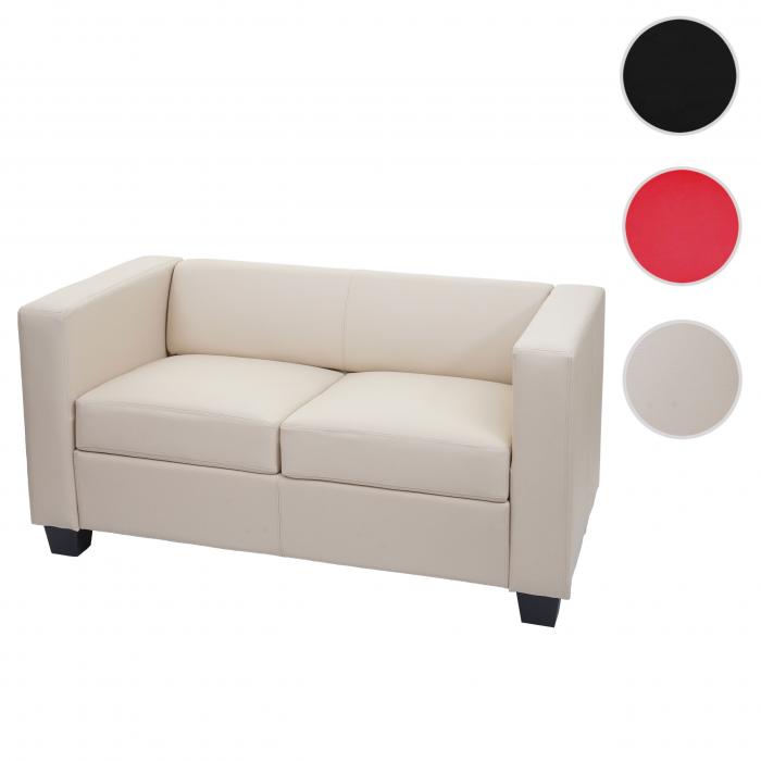2er Sofa Couch Loungesofa Lille ~ Leder, creme