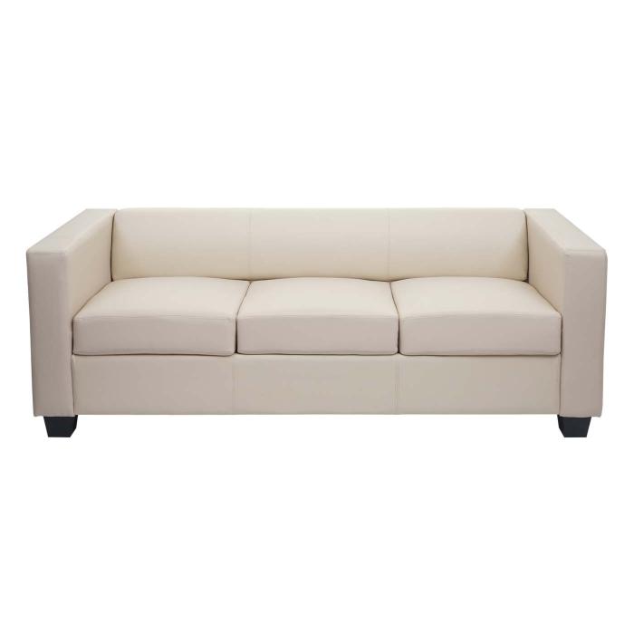 3er Sofa Couch Loungesofa Lille ~ Leder, creme