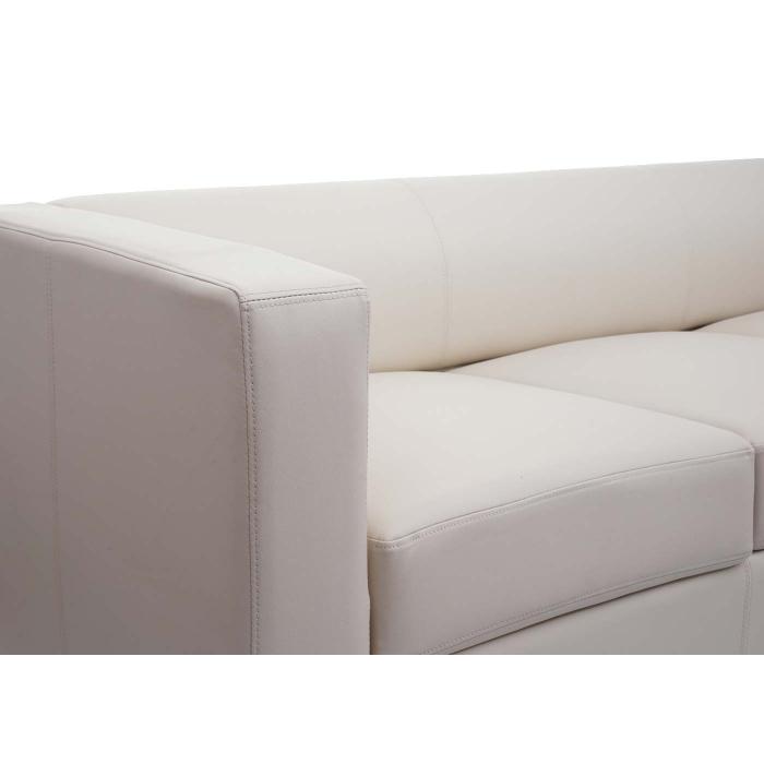 3er Sofa Couch Loungesofa Lille ~ Leder, creme