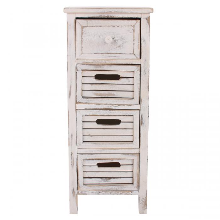 Kommode T18, Schubladenschrank Schrank, 4 Schubladen, 74x30x25cm Shabby-Look Vintage ~ wei