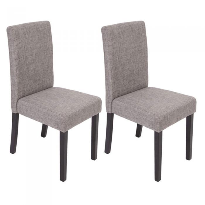 2er-Set Esszimmerstuhl Stuhl Kchenstuhl Littau ~ Textil, grau, dunkle Beine