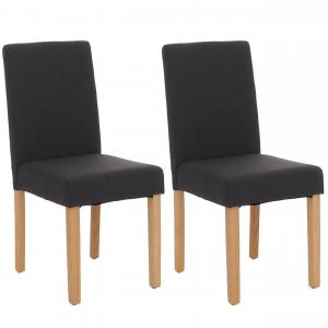 2er-Set Esszimmerstuhl Stuhl Kchenstuhl Littau ~ Textil, schwarz, helle Beine