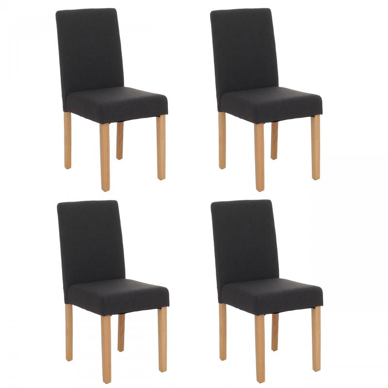 4er-Set Esszimmerstuhl Stuhl Kchenstuhl Littau ~ Textil, schwarz, helle Beine