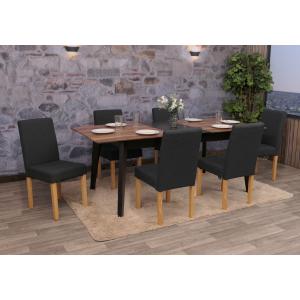 6er-Set Esszimmerstuhl Stuhl Kchenstuhl Littau ~ Textil, schwarz, helle Beine