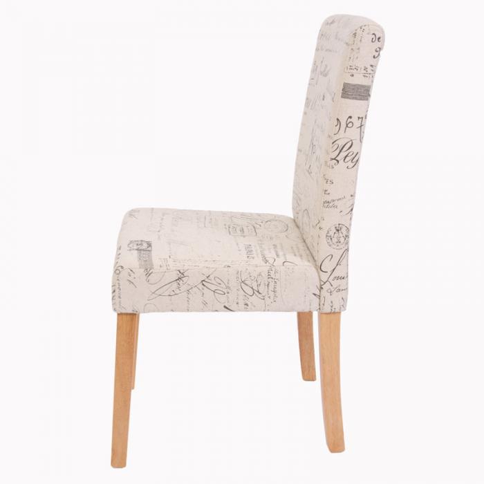 2er-Set Esszimmerstuhl Stuhl Küchenstuhl Littau ~ Textil mit Schriftzug, creme, helle Beine