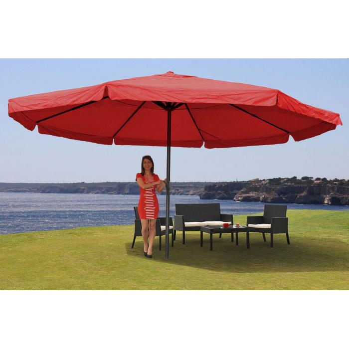 Sonnenschirm Meran Pro, Gastronomie Marktschirm mit Volant  5m Polyester/Alu 28kg ~ bordeaux ohne Stnder