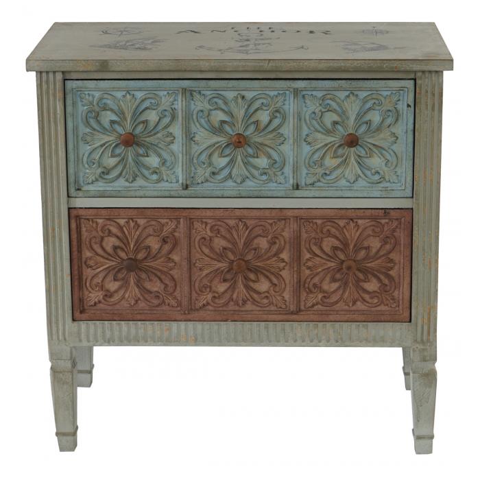 Kommode Aveiro Sideboard Schrank Shabby-Look, Vintage, 80x79x40cm