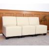 Modular 3-Sitzer Sofa Couch Lyon, Kunstleder ~ creme, ohne Armlehnen