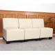 Modular 3-Sitzer Sofa Couch Lyon, Kunstleder ~ creme, ohne Armlehnen